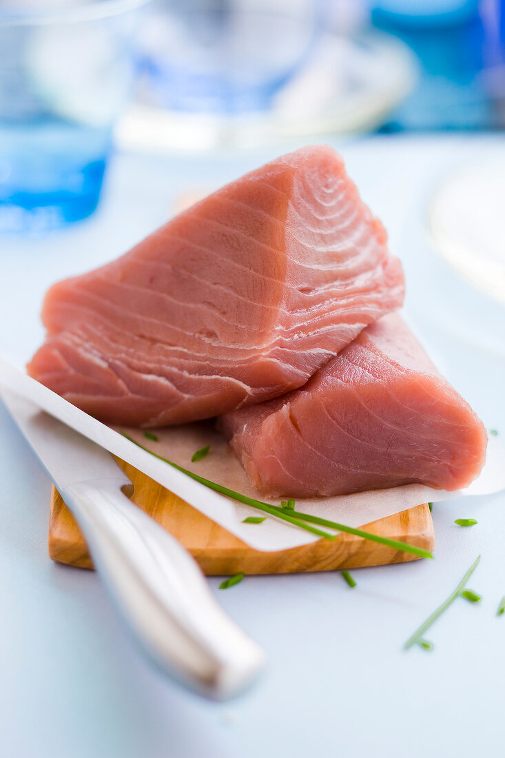 Thick piece of raw tuna