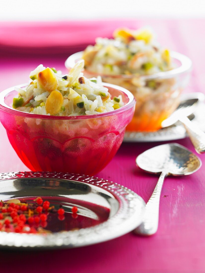 Rice pudding with dried fruit