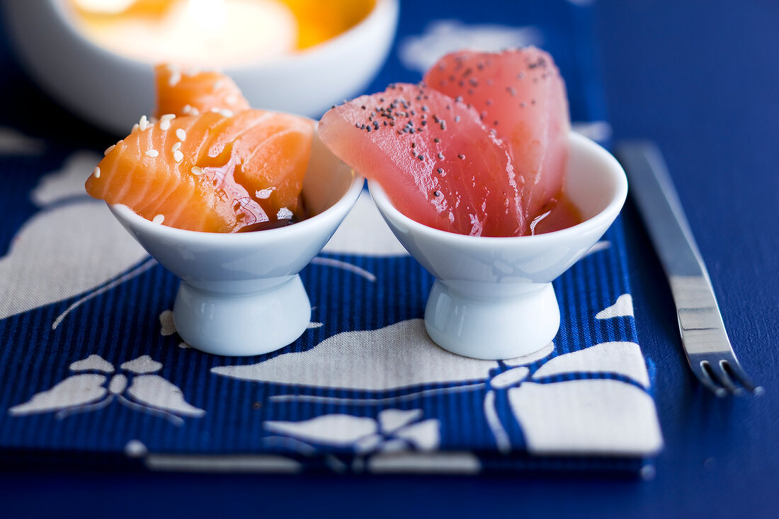 Salmon and tuna sashimi