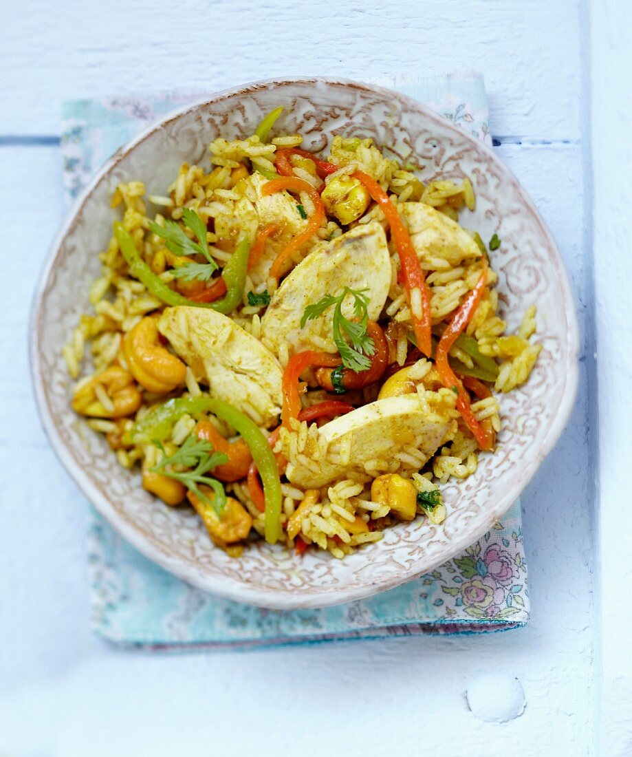 Indian-style rice and chicken salad