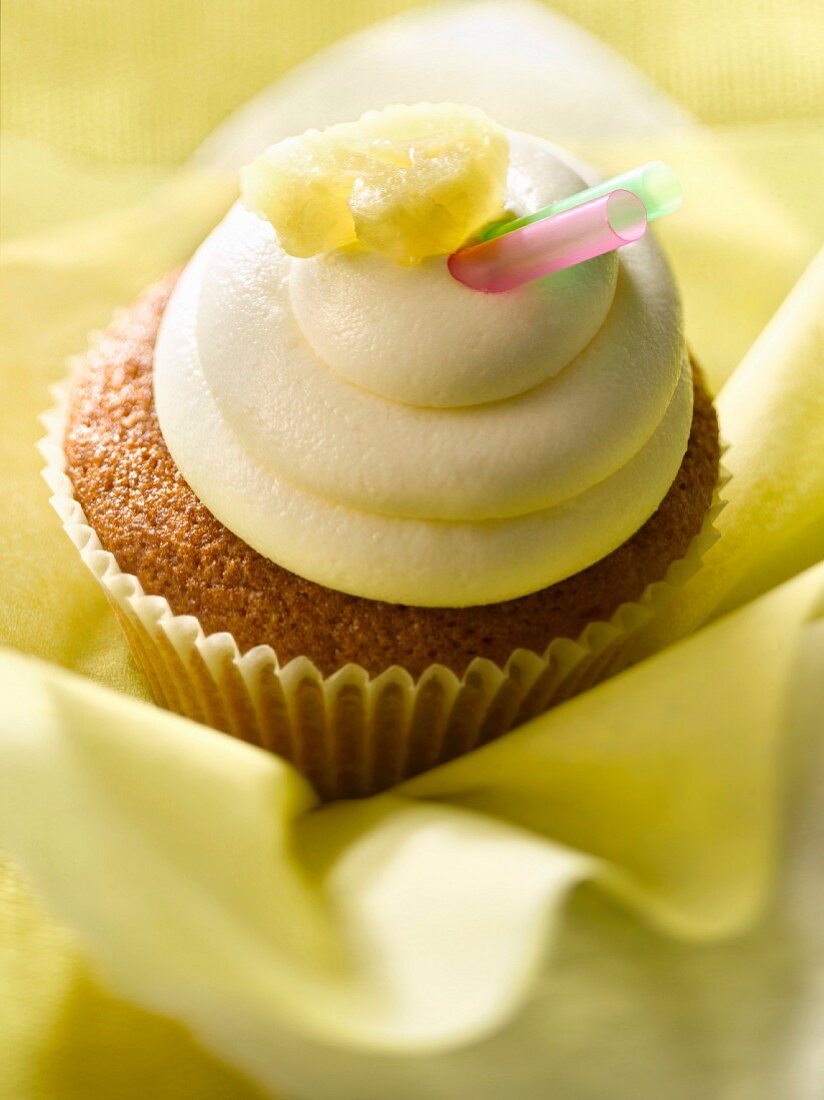 Coconut and pineapple cupcake