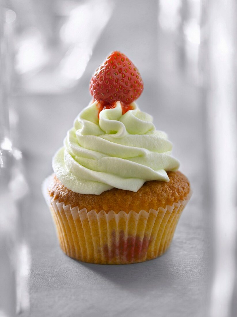 Lime and strawberry cupcake