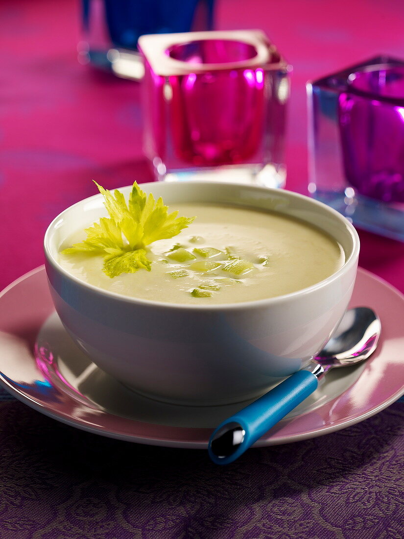 Cream of celery and zucchini soup