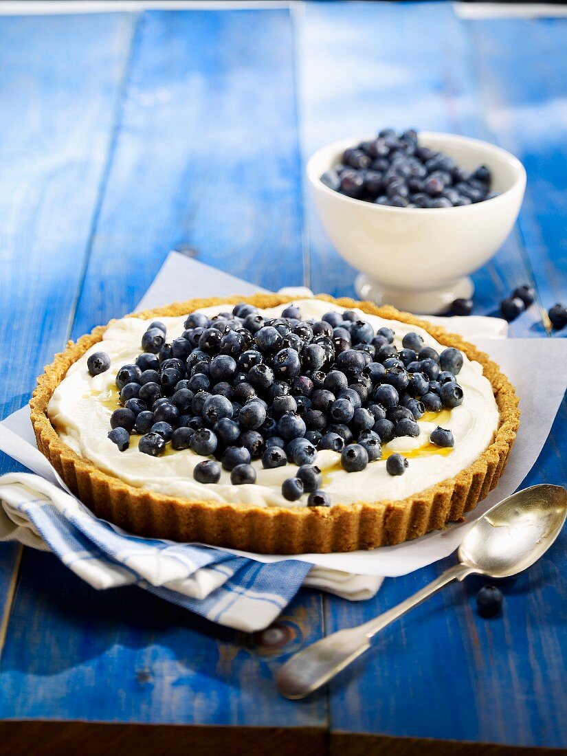 Fromage blanc, bilberry and maple syrup pie