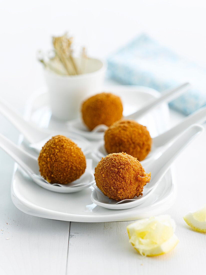 Deep-fried breaded shrimp balls