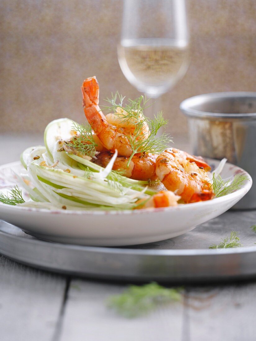 Fennel and scampi salad
