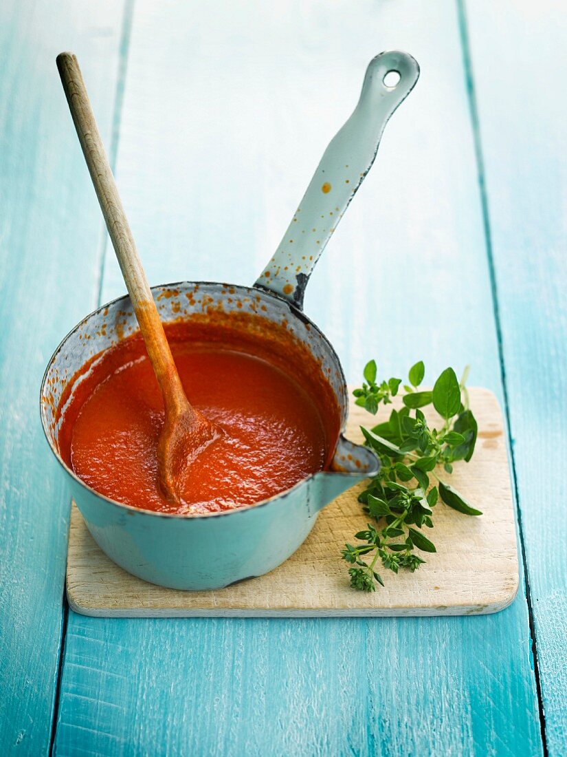 Tomato sauce in a pan