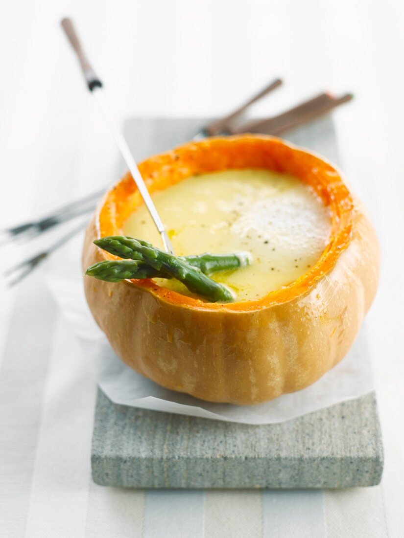 Cheese, champagne and pumpkin soup