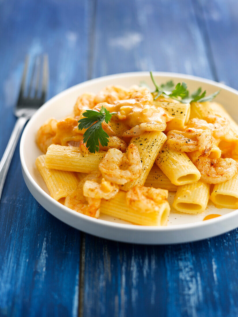 Rigatoni mit Buttergarnelen und Pfeffer