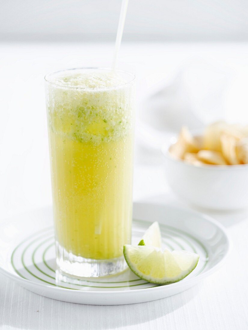 Lime and pineapple juice cocktail
