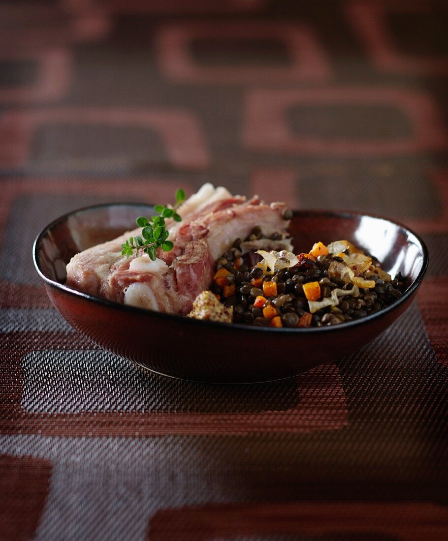 Salt pork with lentils