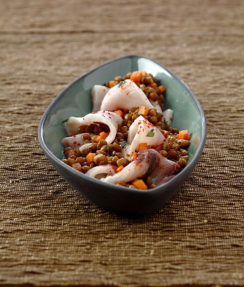 Linsensalat mit Schwertfisch-Ceviche