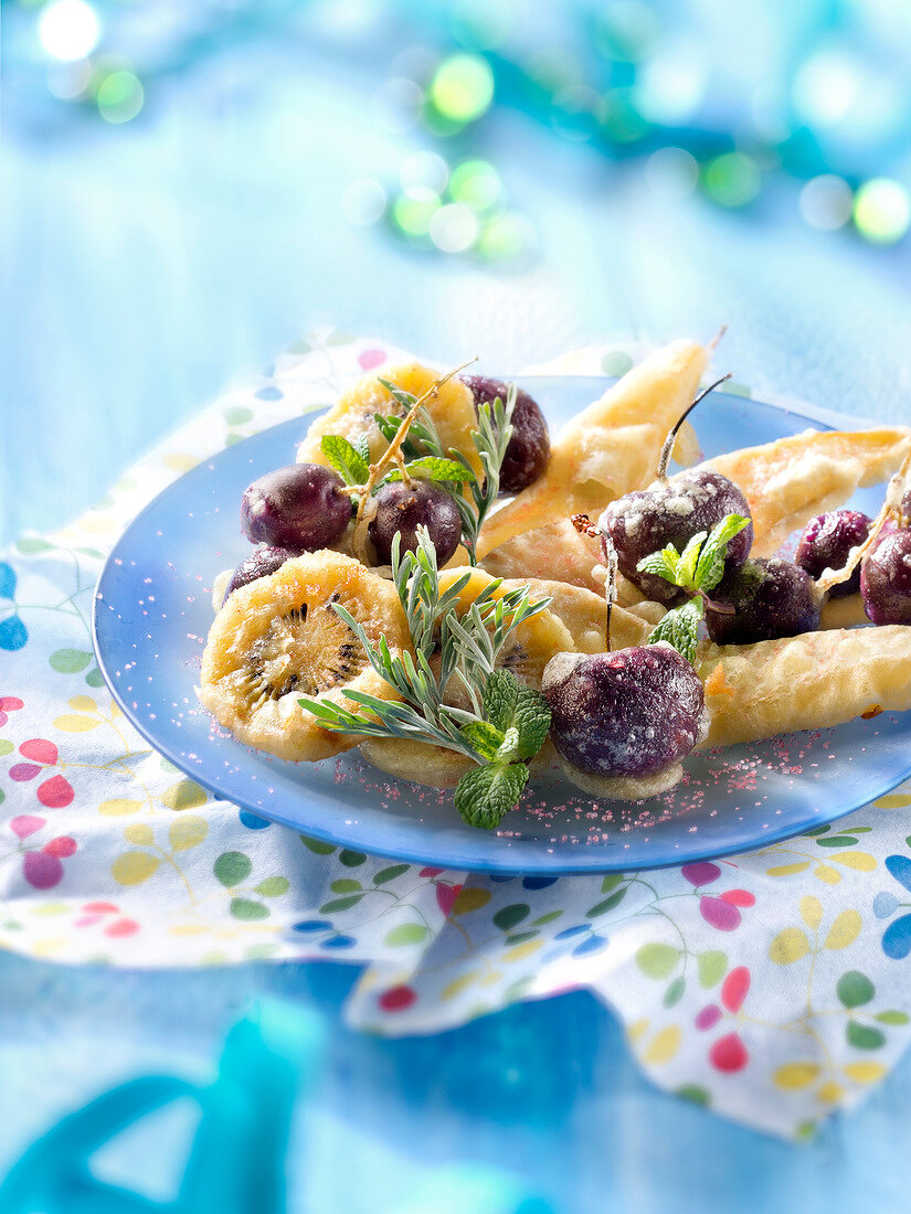 Gebackene Früchte nach Art eines Tempura