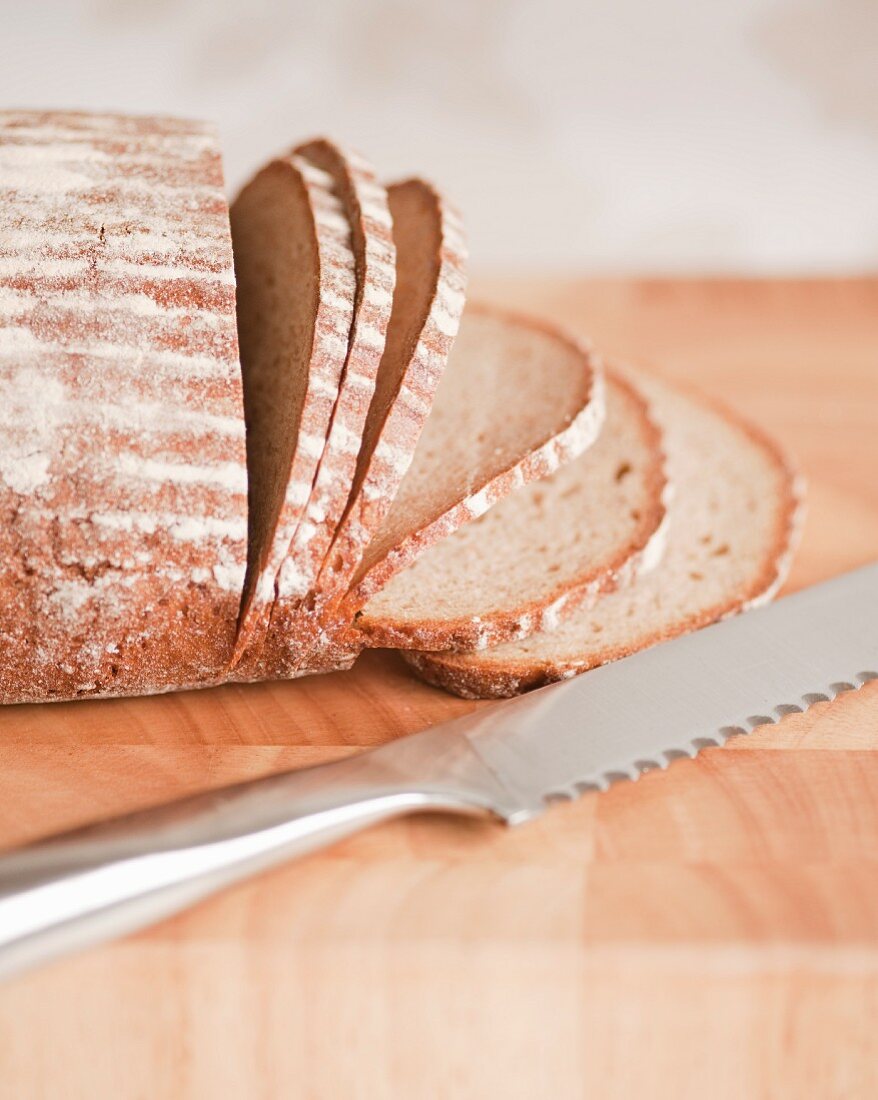 Slicing a loaf of bread