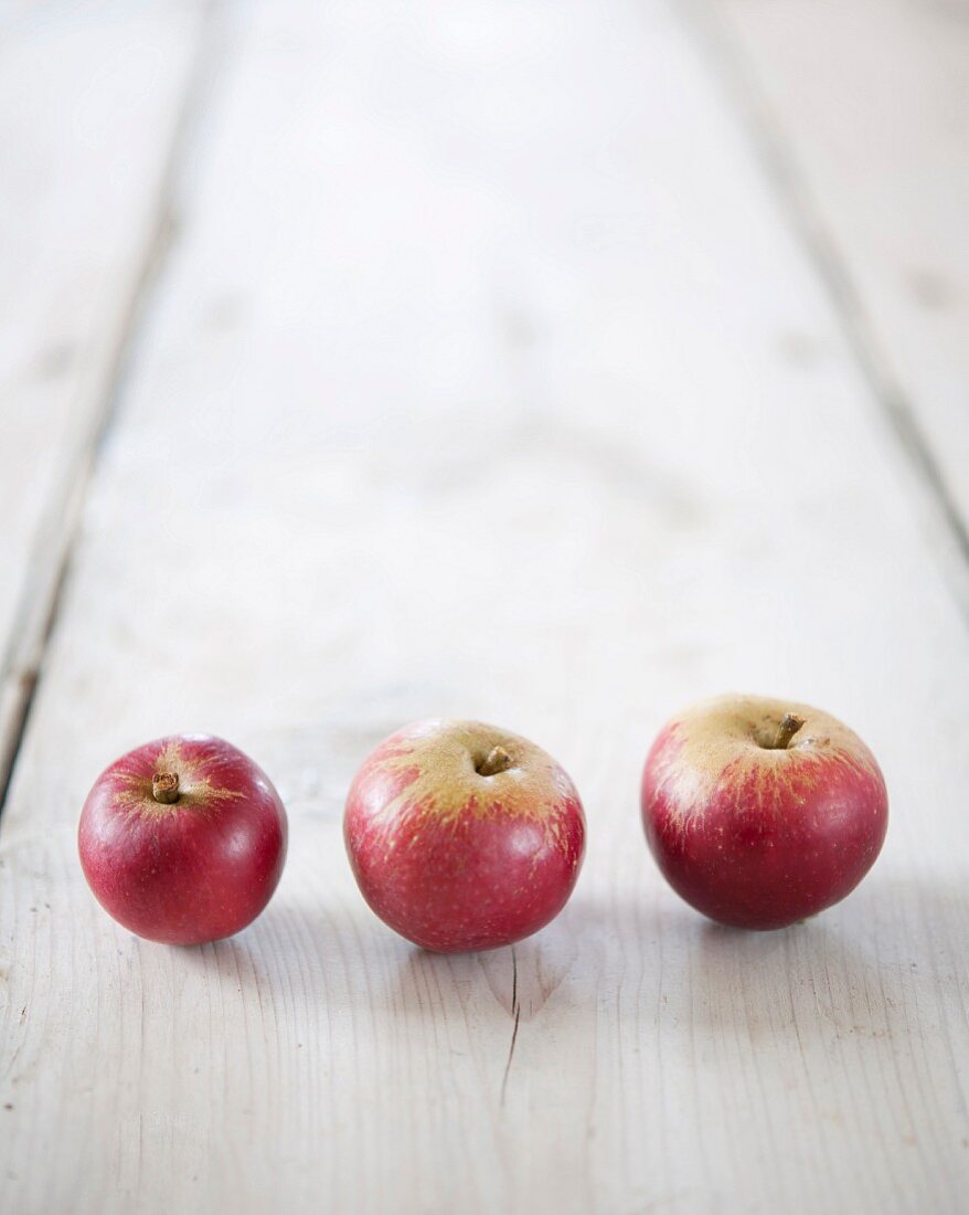 Drei rote Mini-Äpfel
