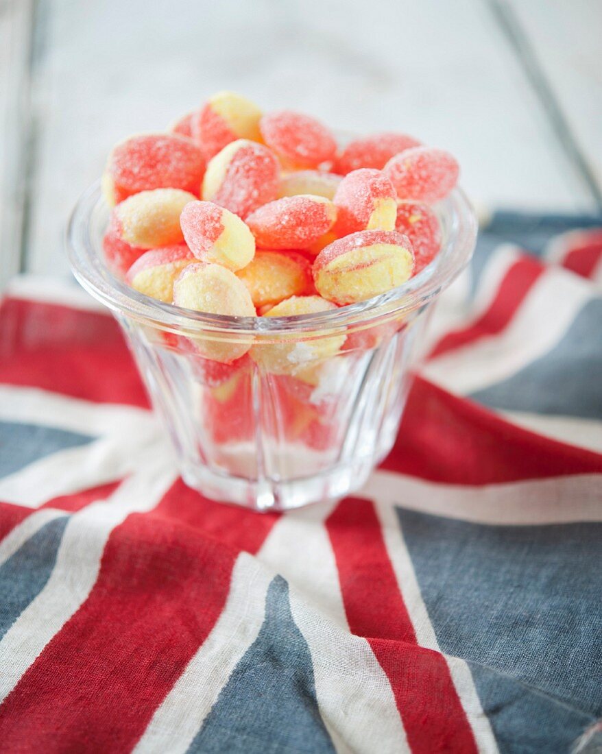 Acidulated sweets and an English flag