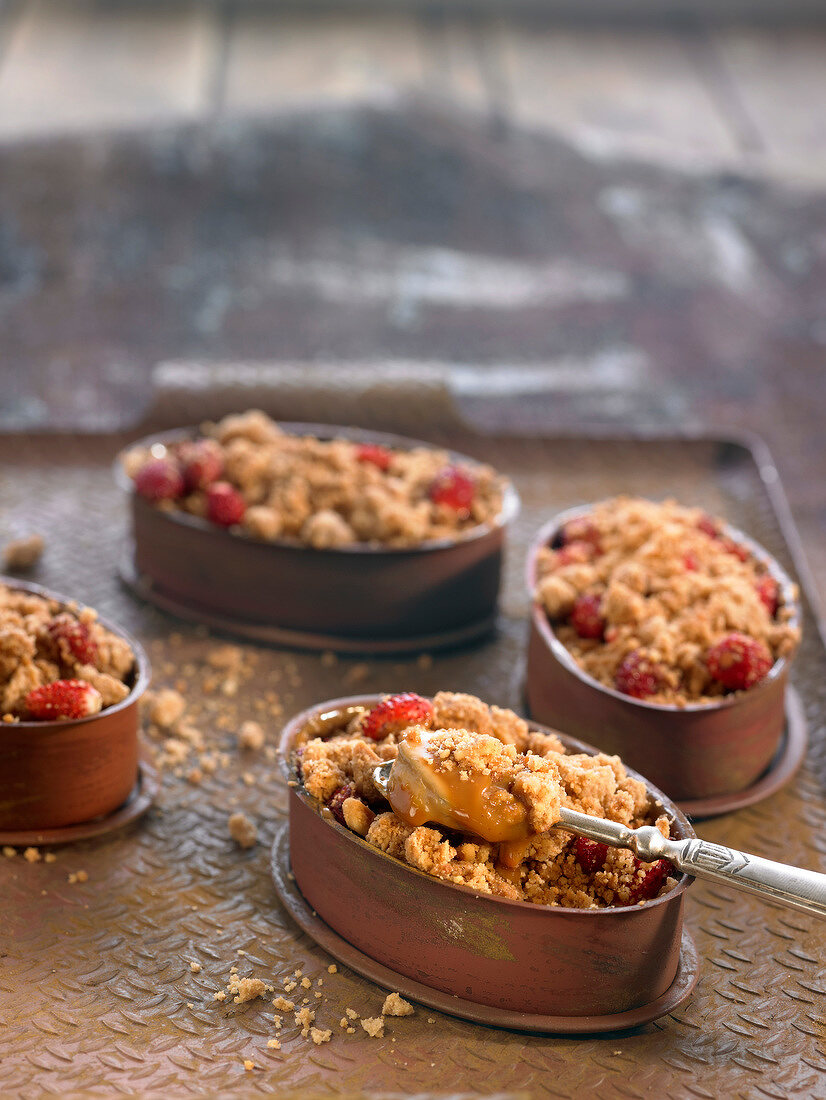 Summer fruit and coffee individual crumbles