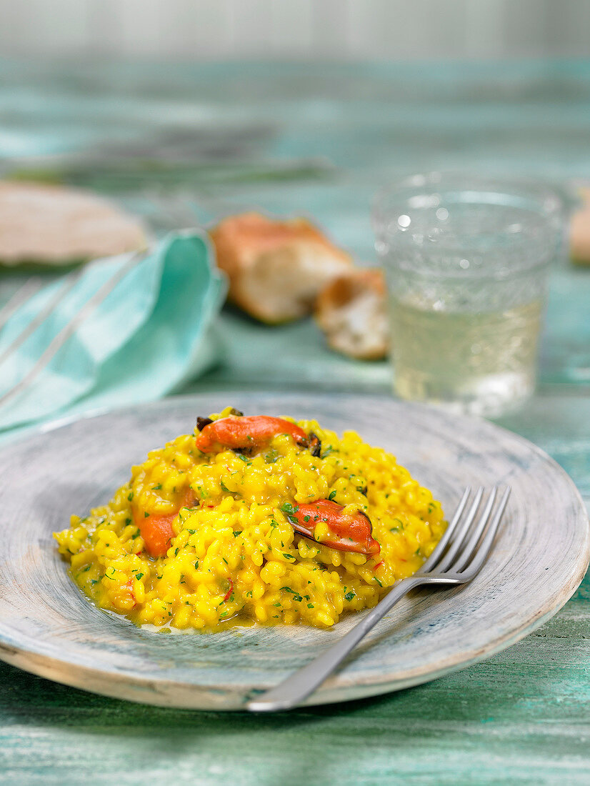 Risotto with mussels and cheese