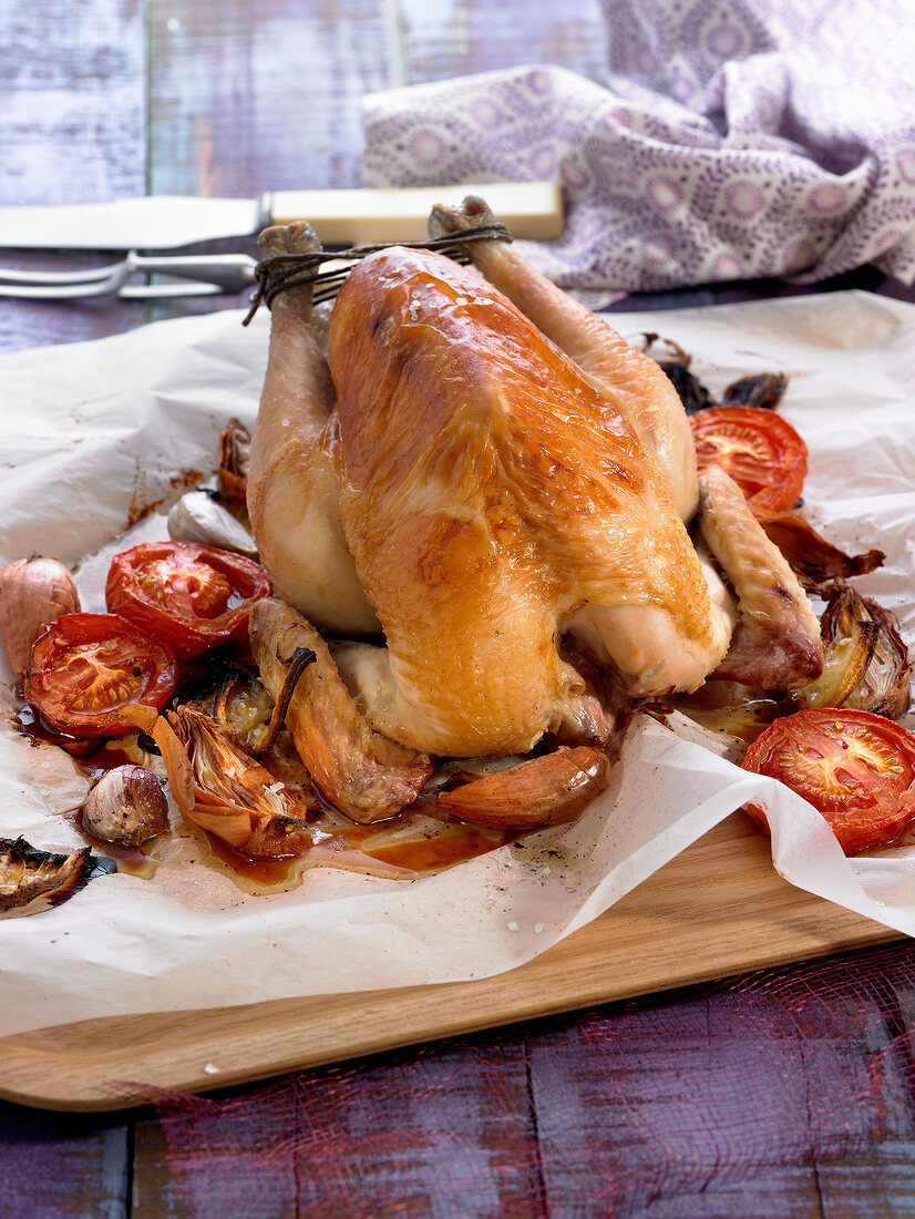 Roast chicken with tomatoes