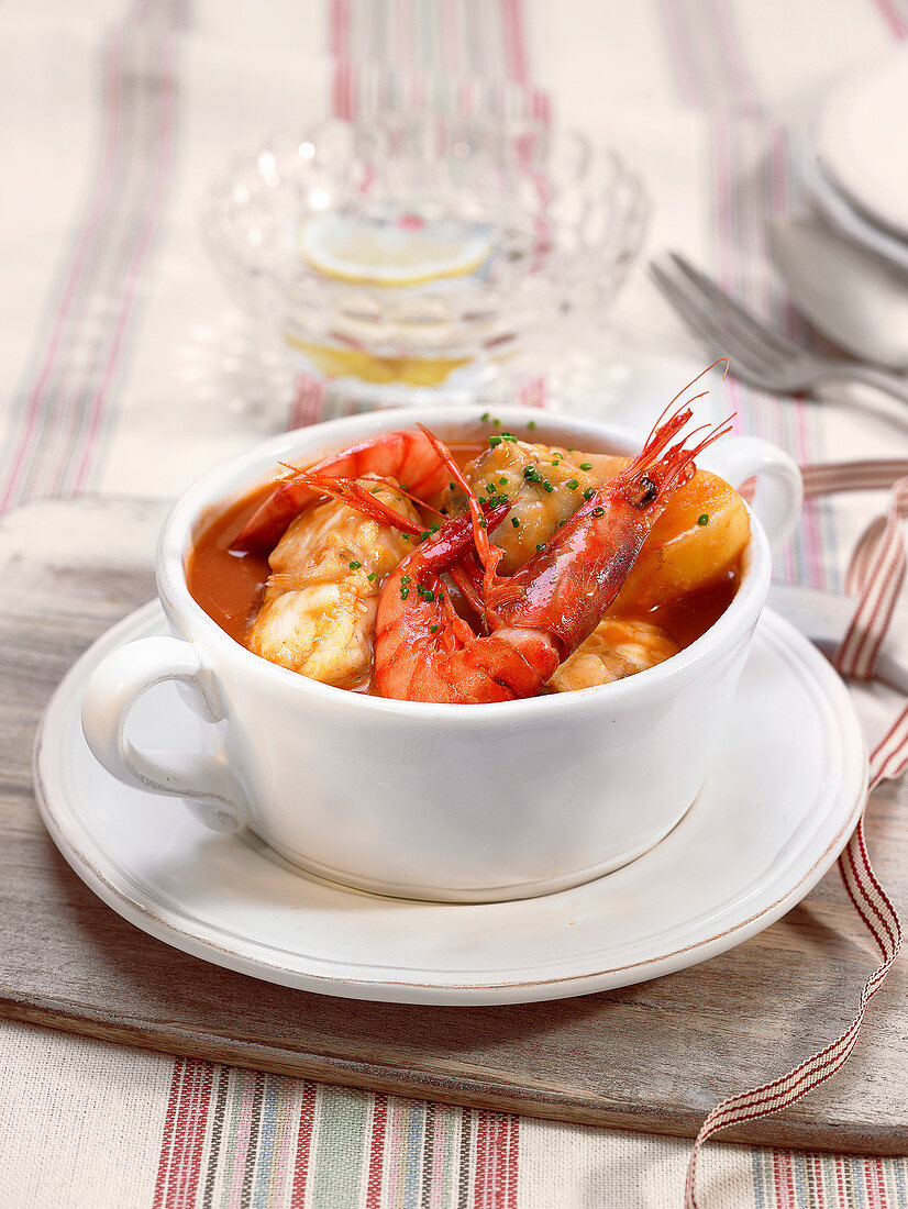 Monkfish and shrimp stew