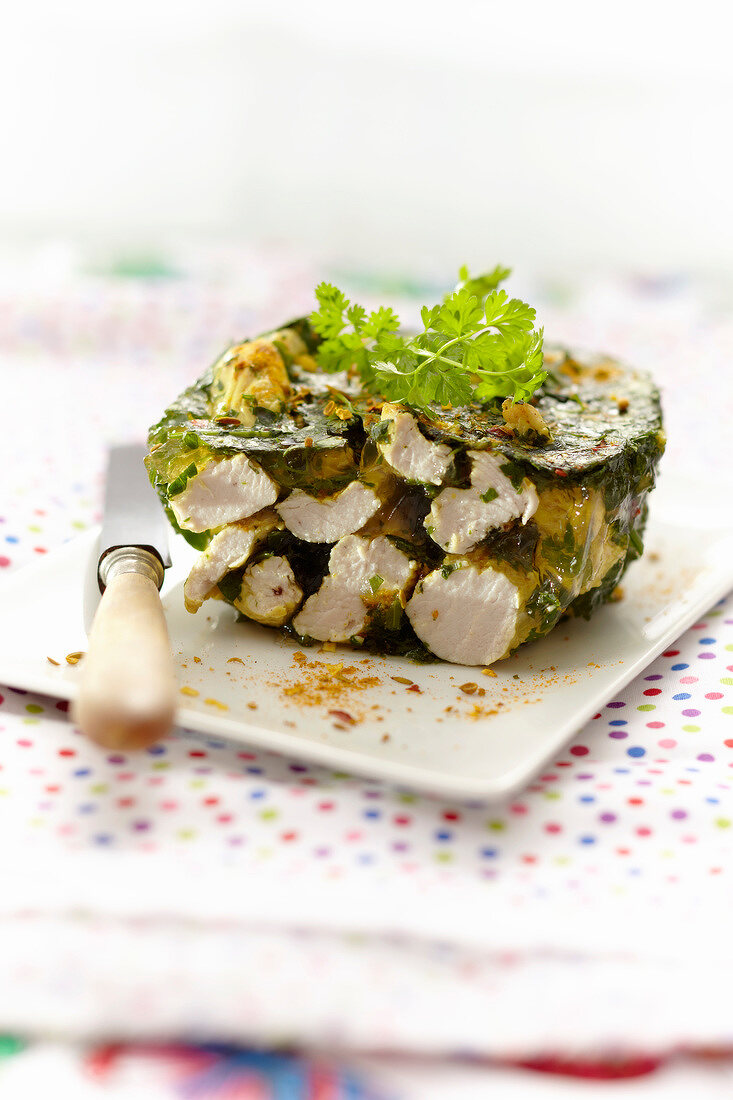 Curried turkey and herb terrine