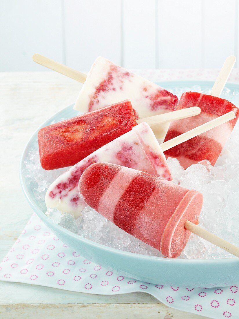 Homemade strawberry ice cream bars