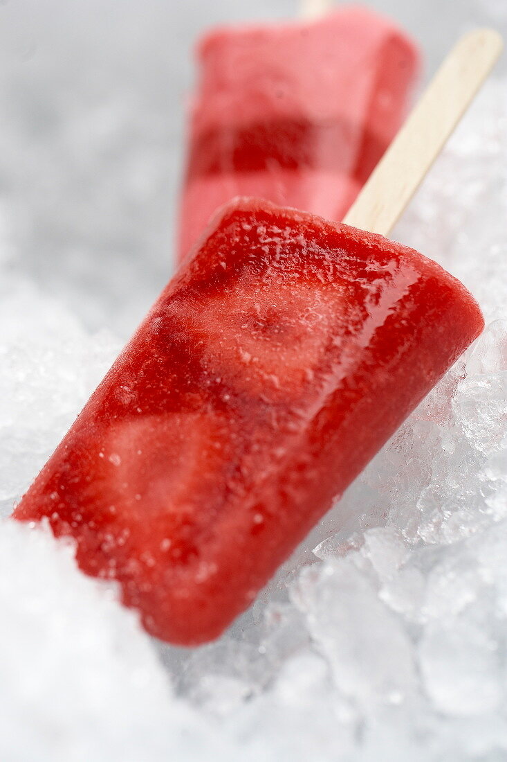 Homemade strawberry ice bars