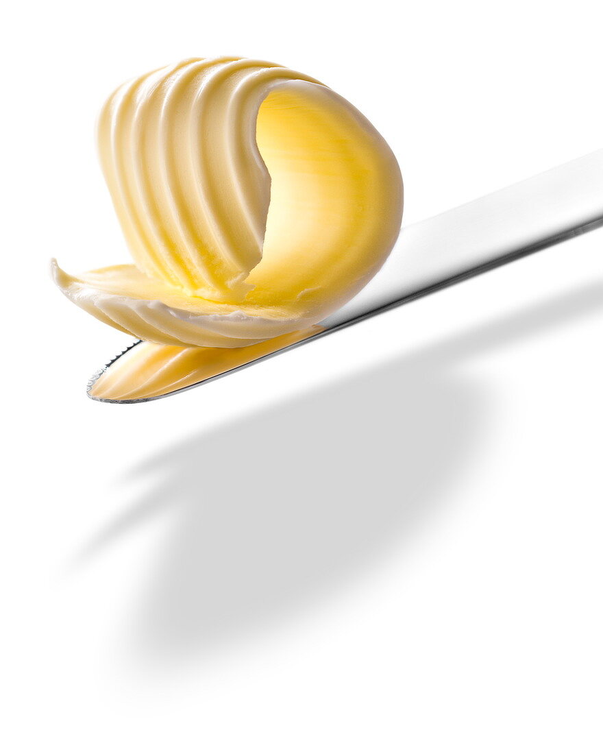 Curl of butter on a butter knife