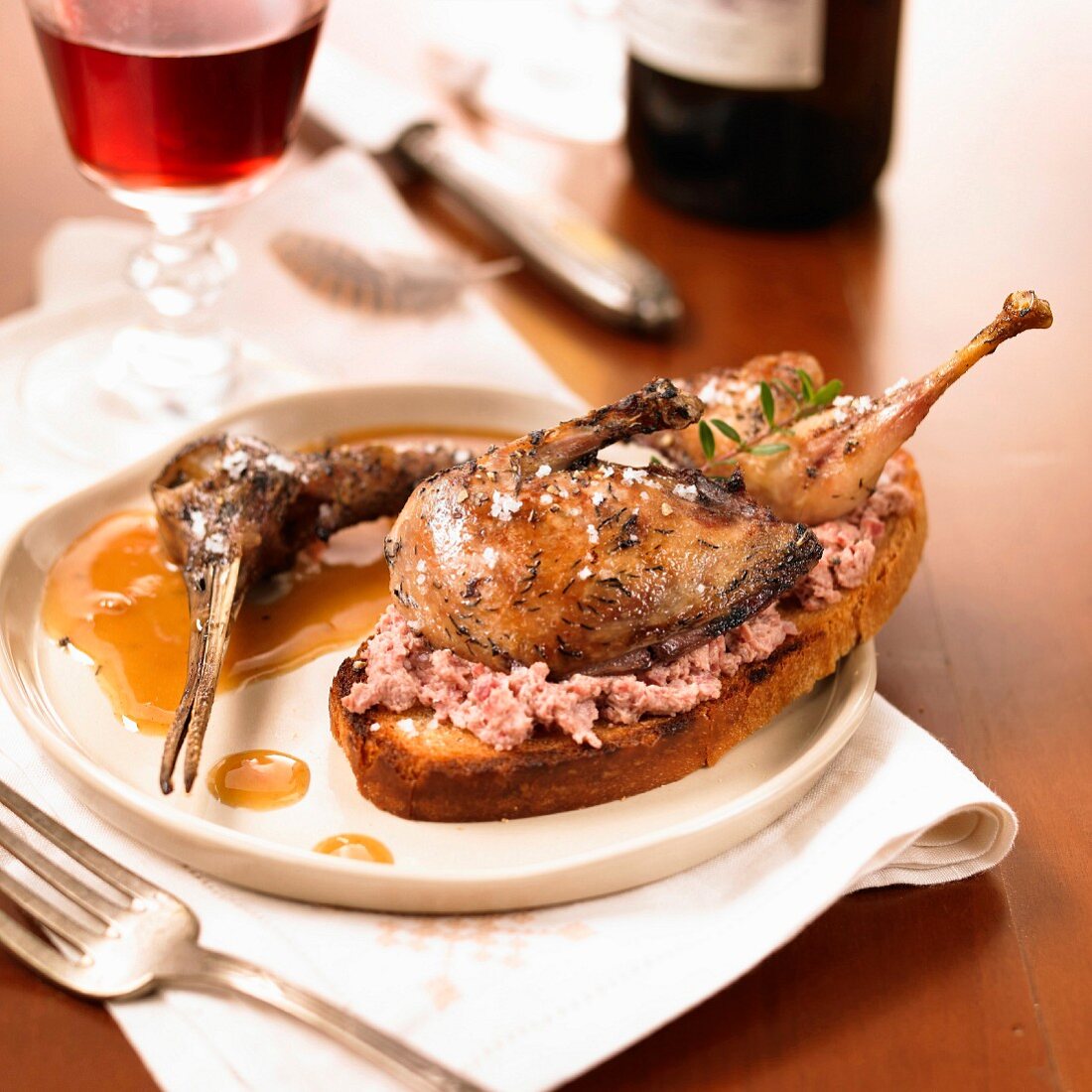 Potted and roasted woodcock on toast with port sauce