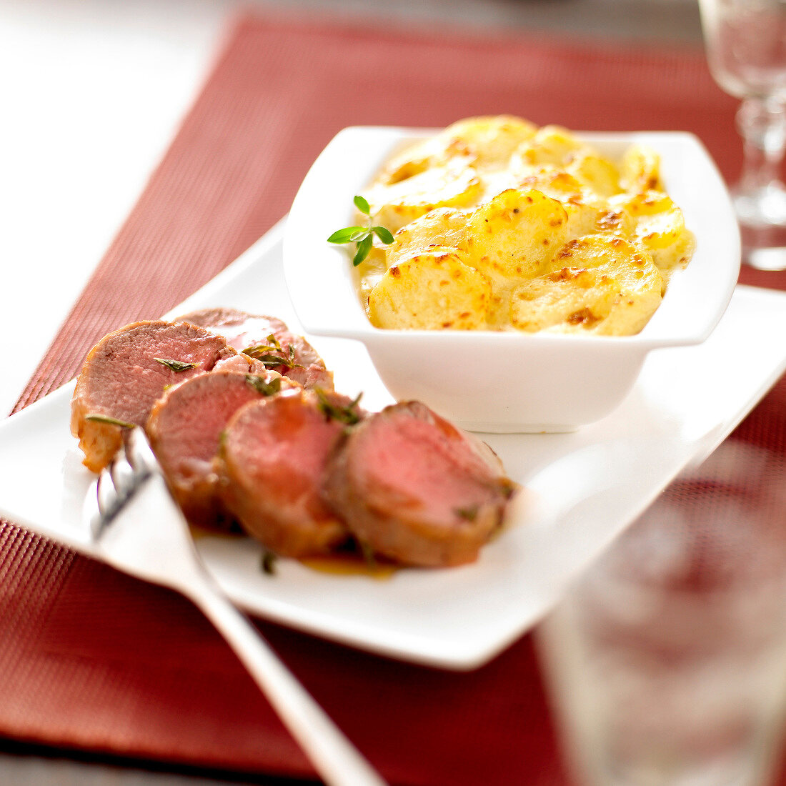 Lamb fillet with small potato gratin