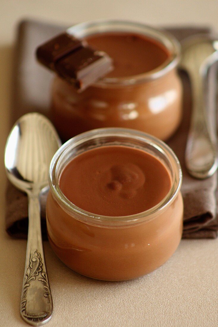 Jars of chocolate cream