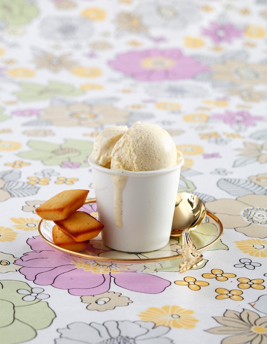 Vanilla ice cream and Almond Financiers