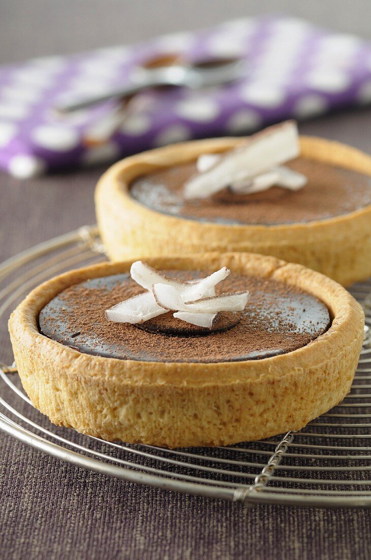 Chocolate and coconut tartlets