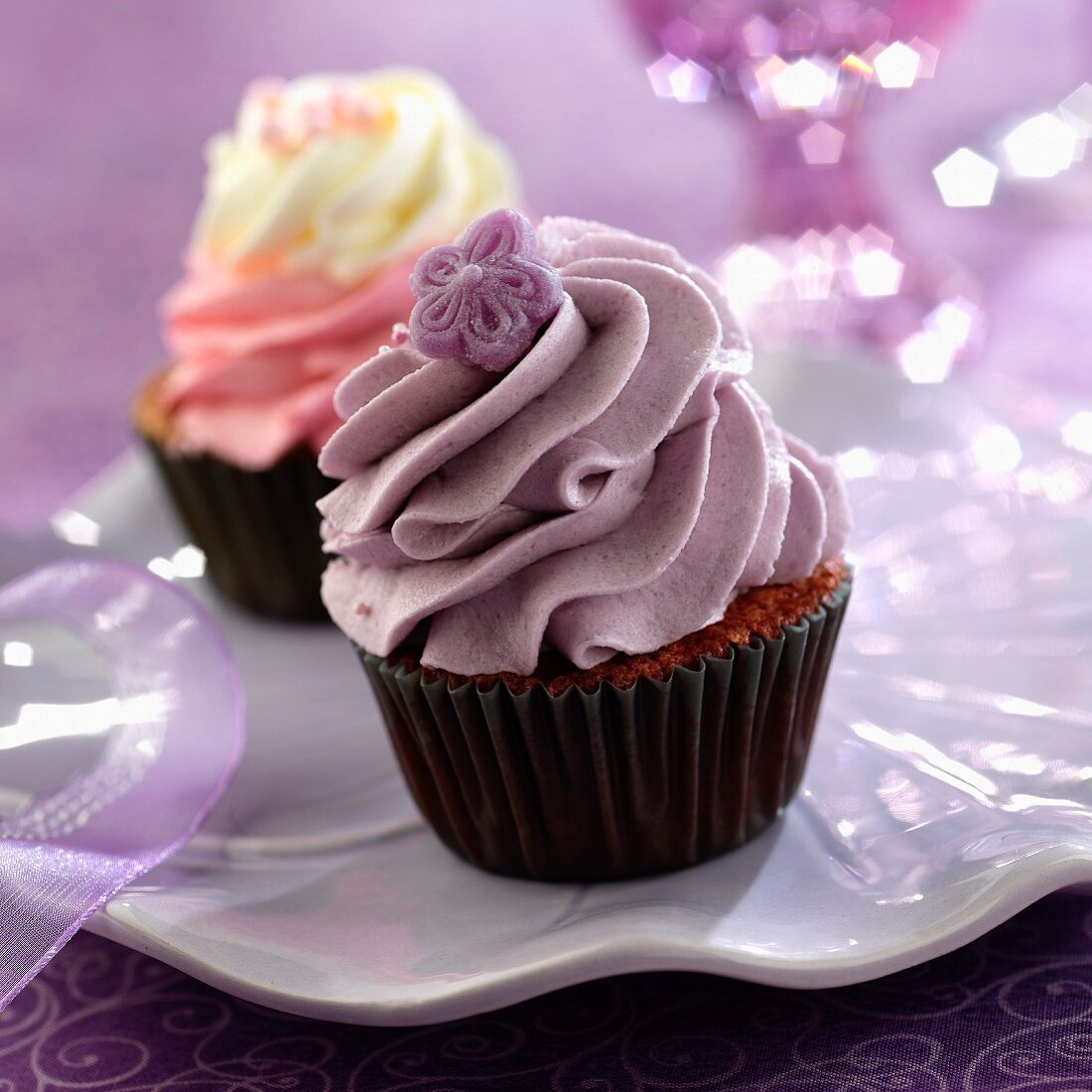 Violet mousse cupcake
