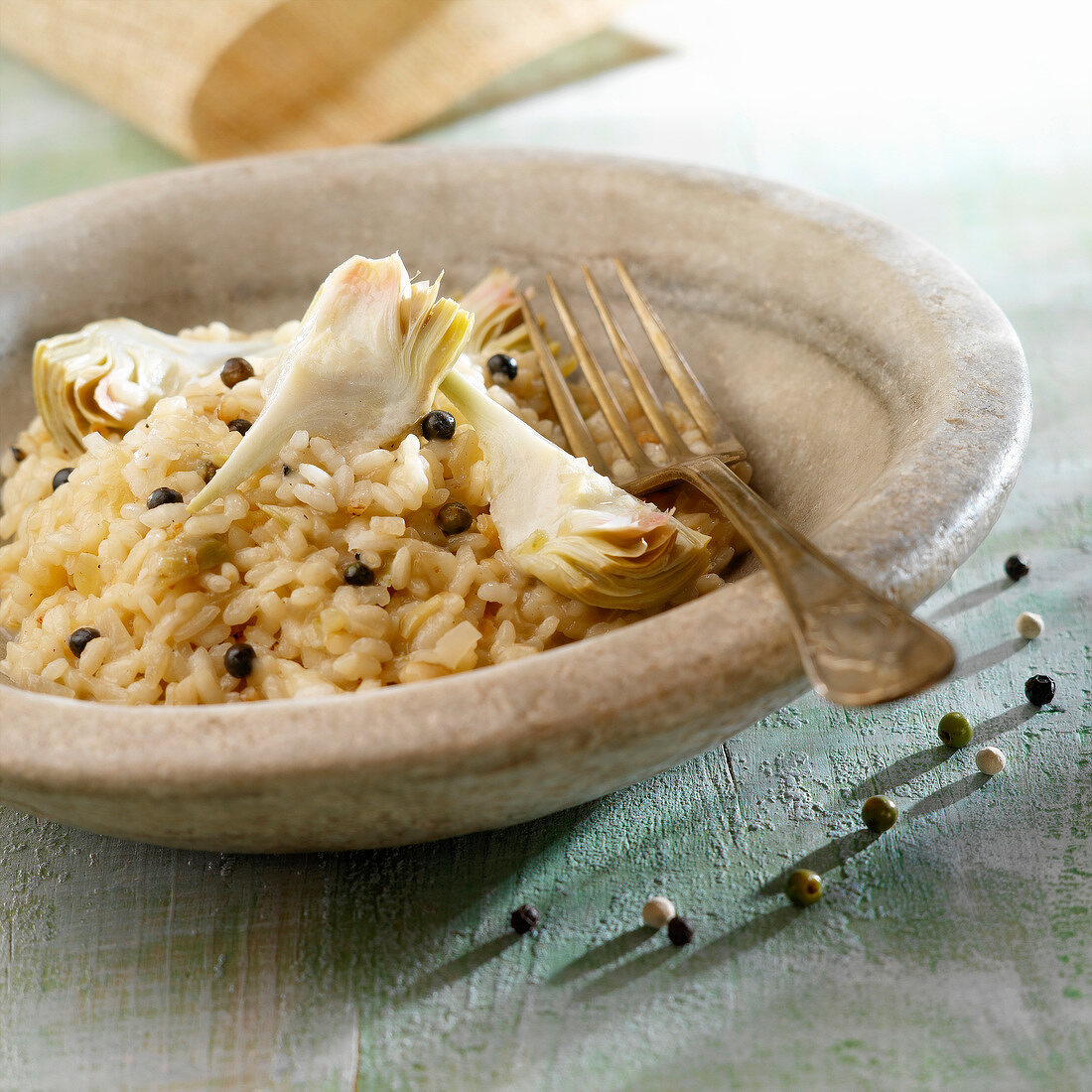 Risotto with artichokes,parmesan and pepper