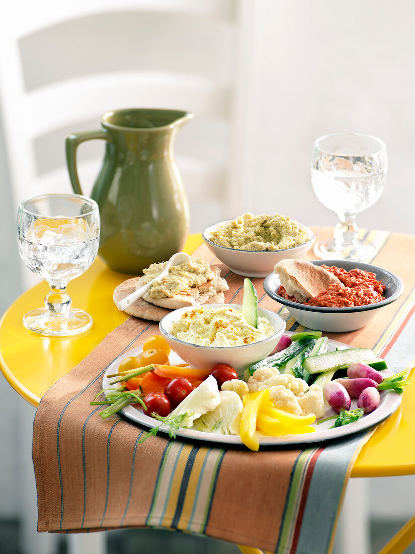 Different tapenades and dips for an aperitif