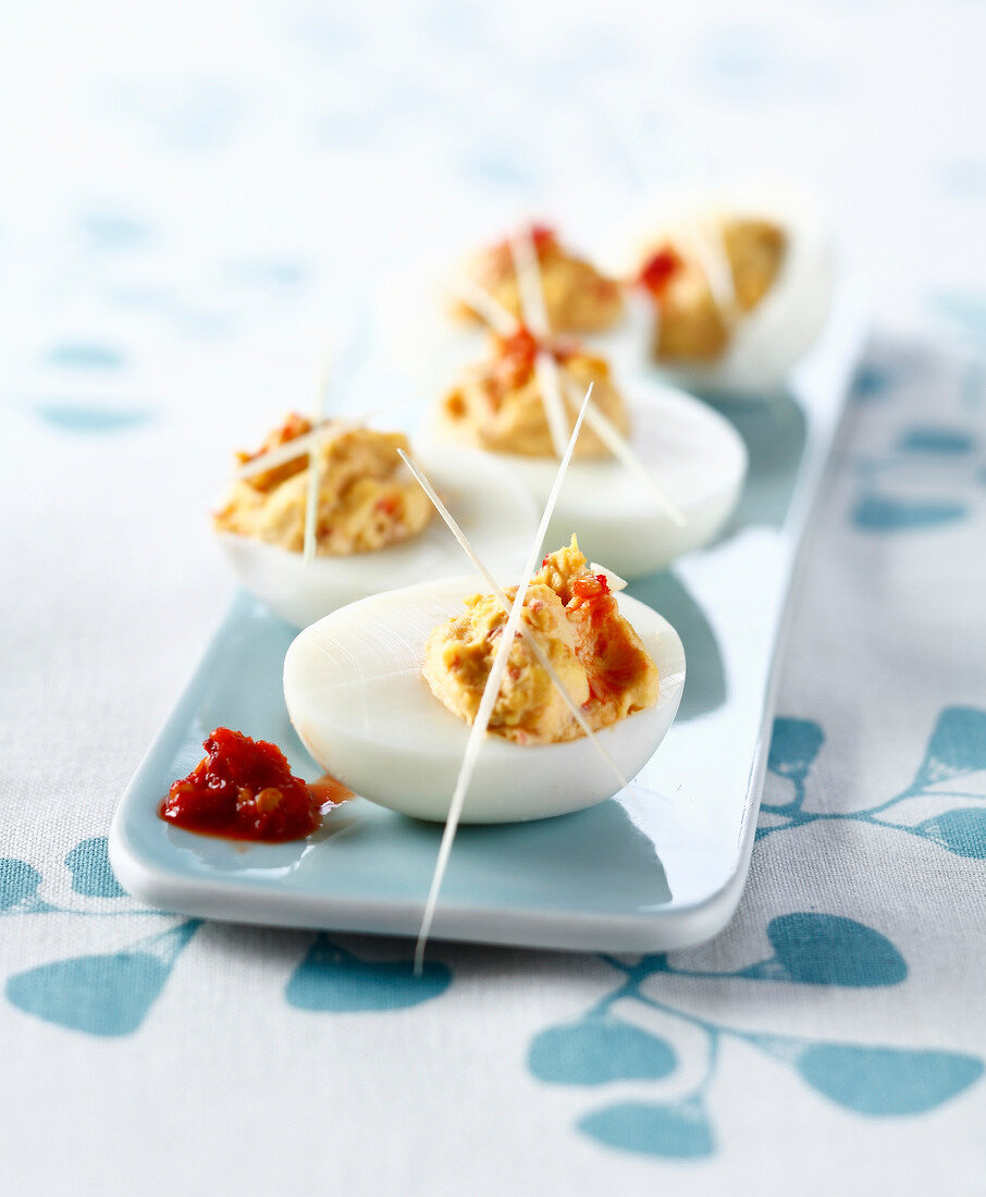 hard-boiled eggs with curry and citronella stuffing