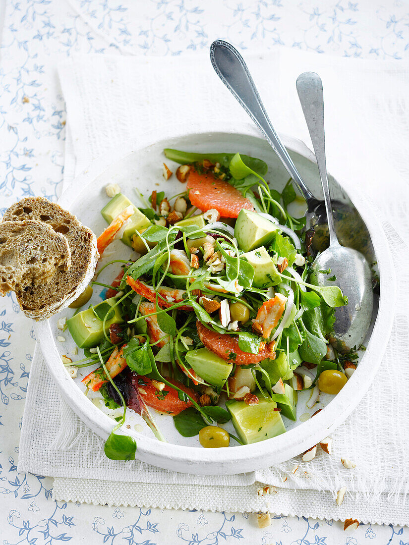 Purslane,avocado and crab salad