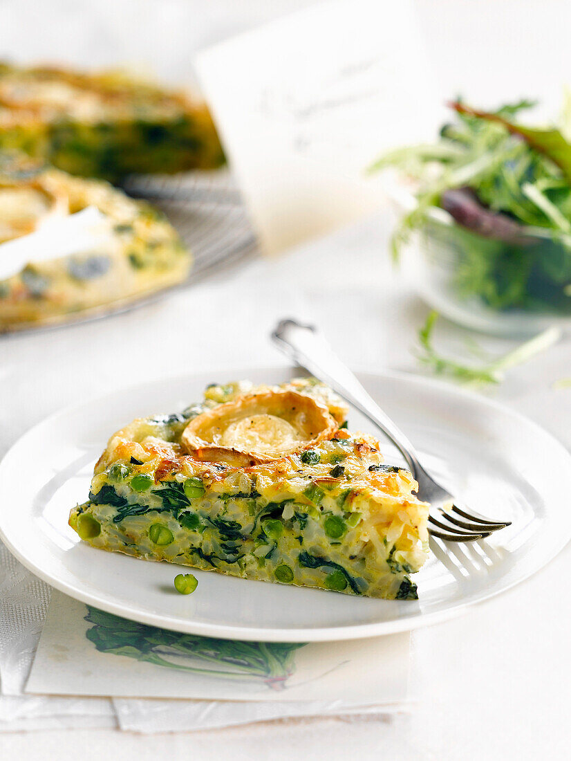Rice,pea and goat's cheese quiche