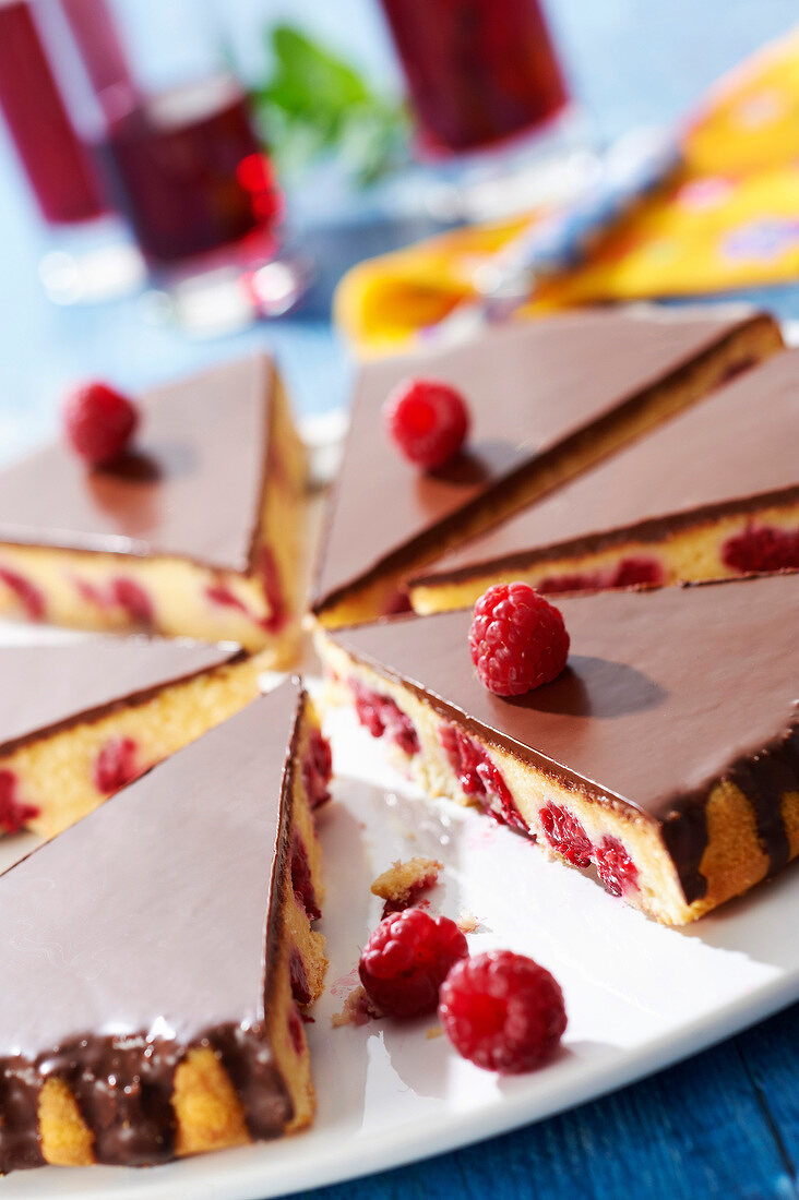 Buttermilk, raspberry and chocolate cake