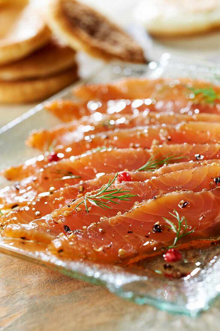 Gravlax salmon marinated in kirsch from Fougerolles