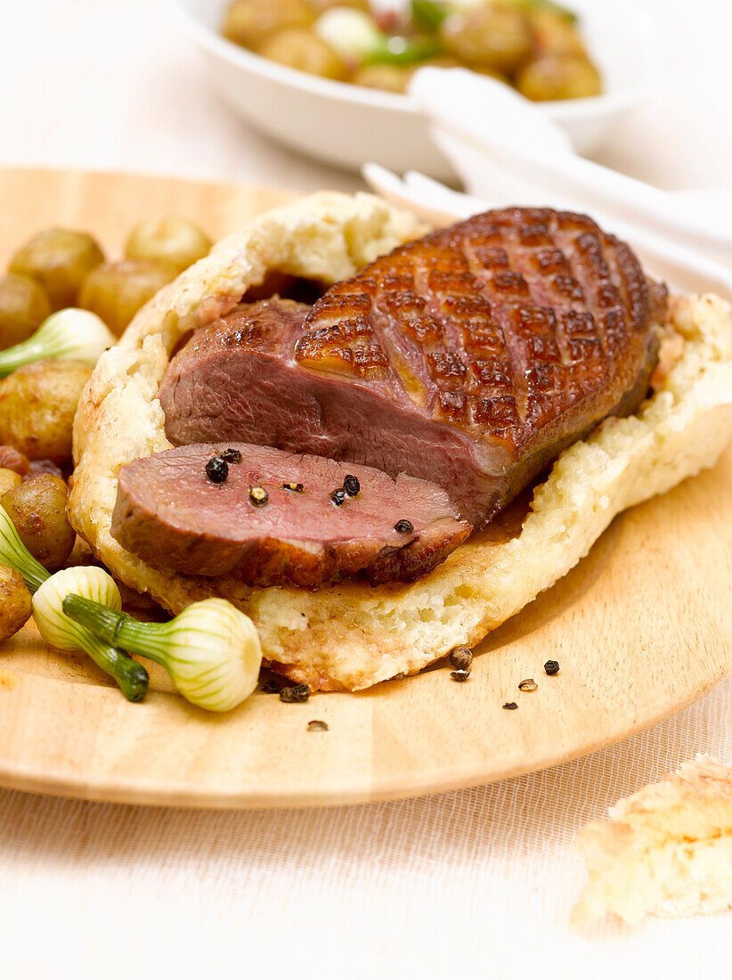 Duck magret in salt crust