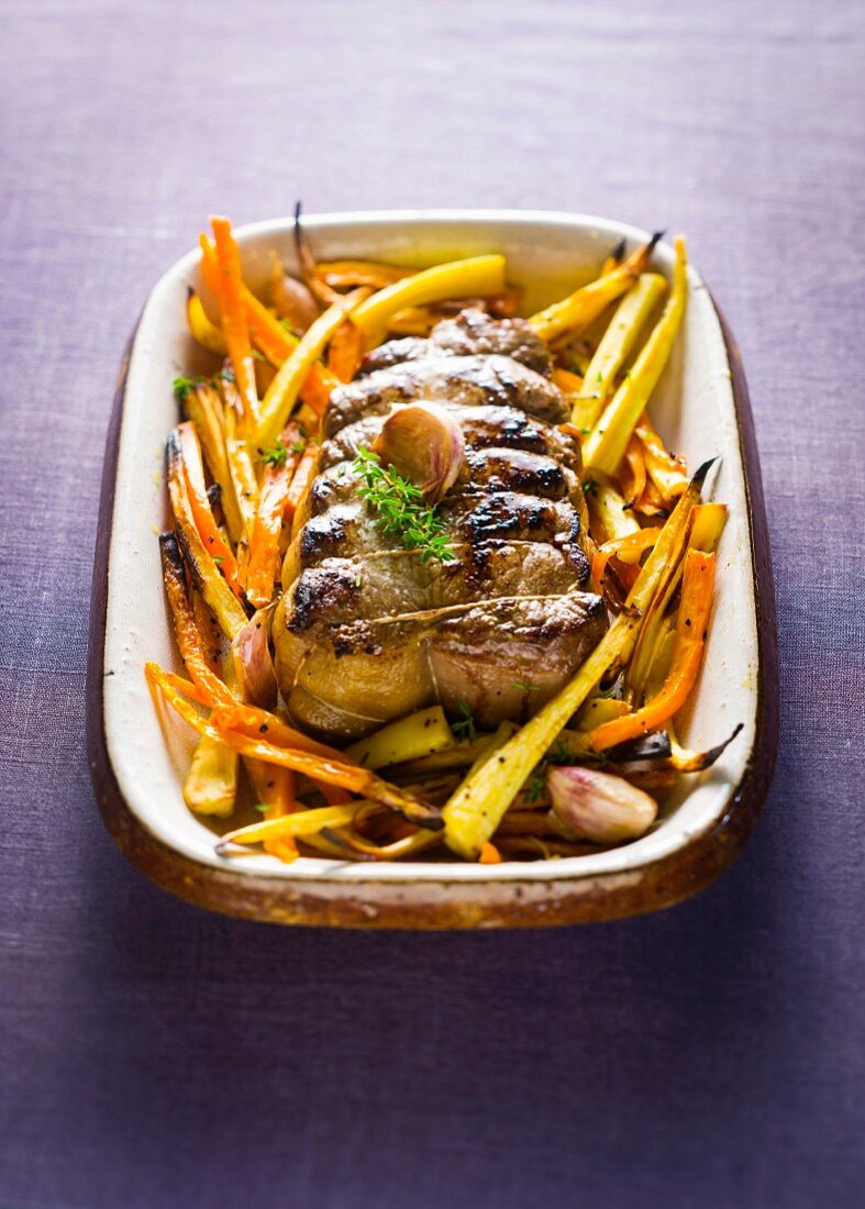 Pork roast with carrot french fries