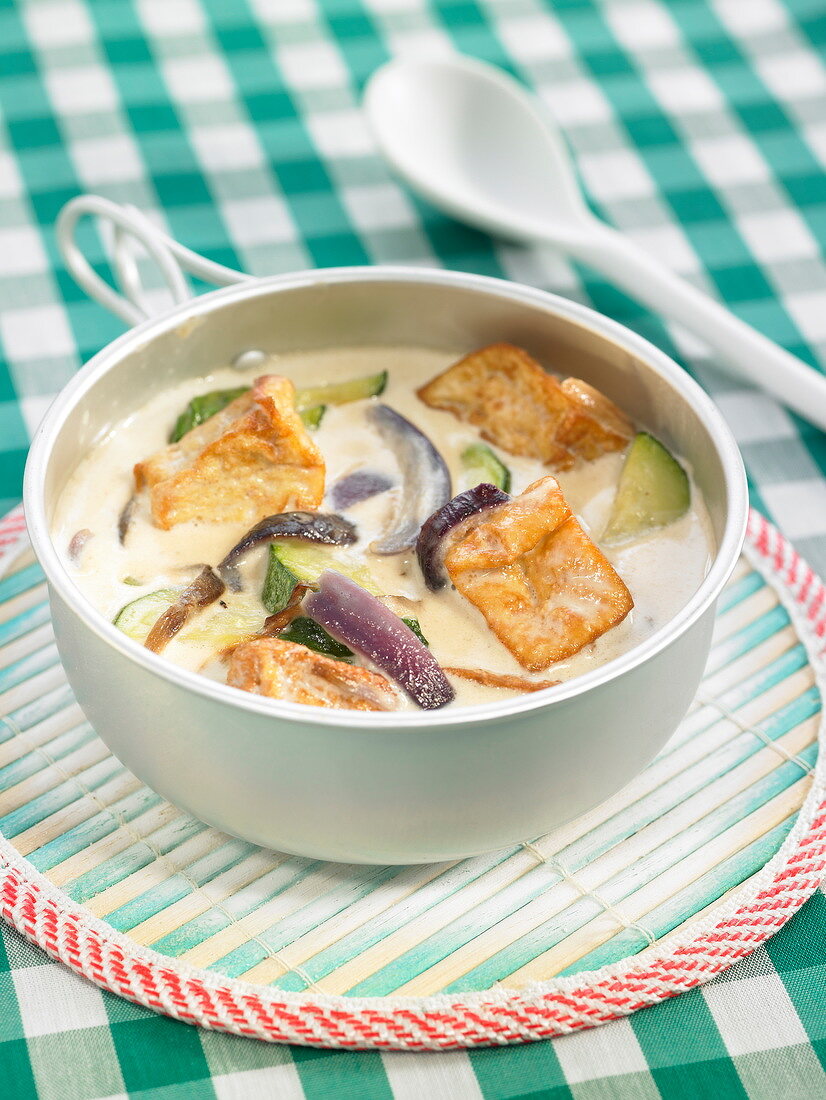 Thai-style tofu and vegetables in creamy sauce