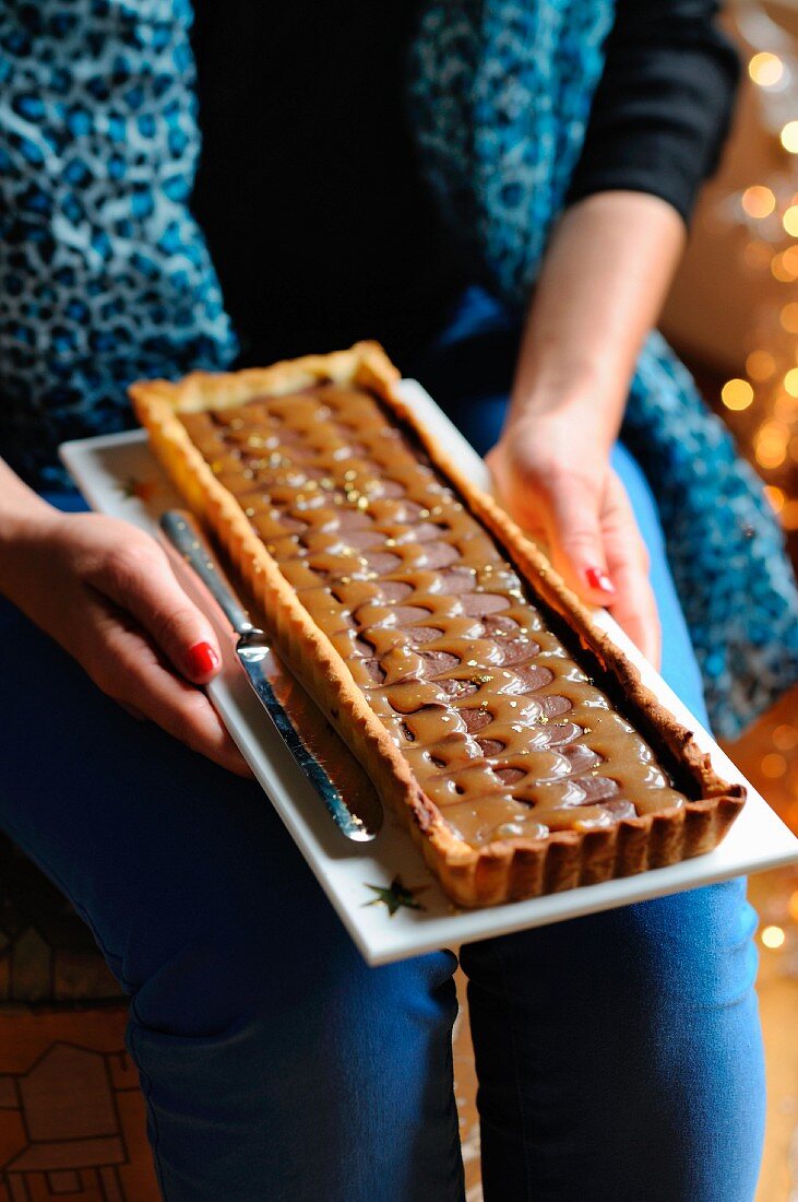 Chocolate-toffee tart