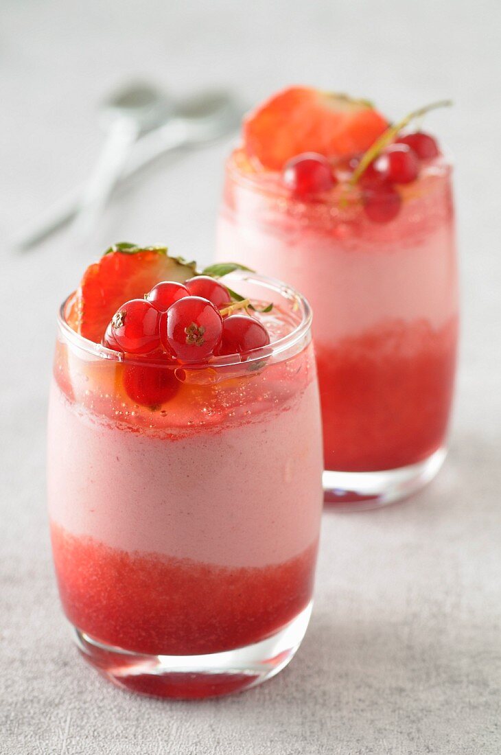 Summer fruit mousse and puree