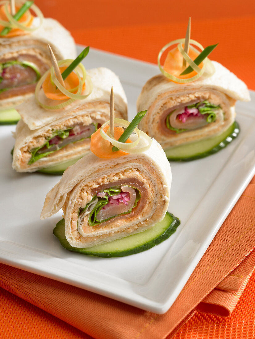 Rolled salmon appetizers