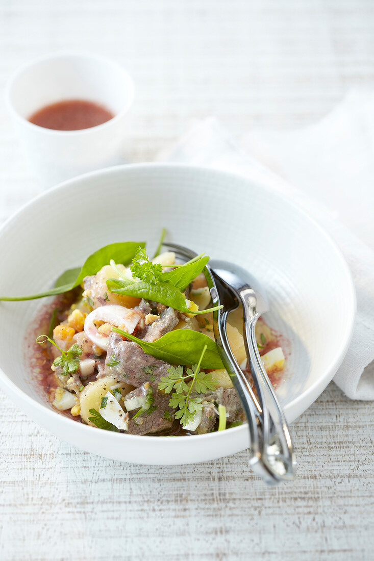 Beef and red mustard salad