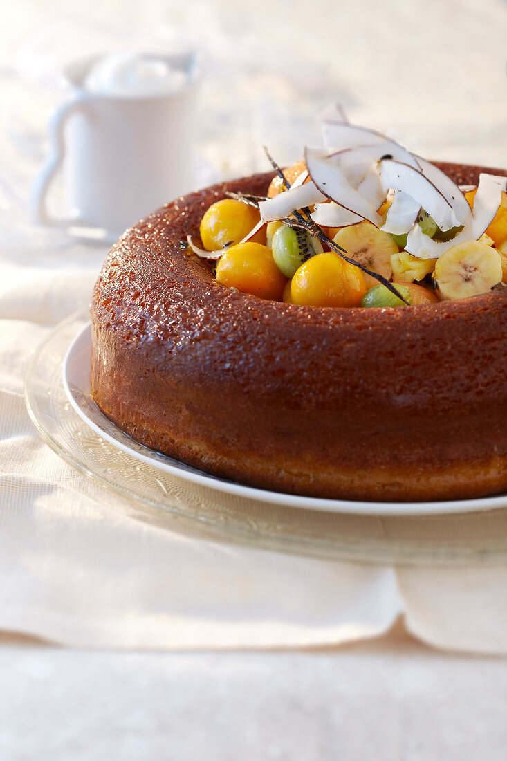 Rum Baba with fresh fruit