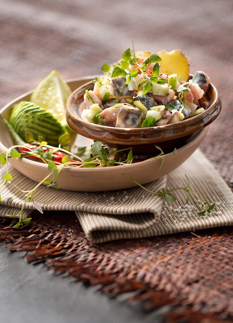 Mackerel, green apple,fresh ginger and lime tartare